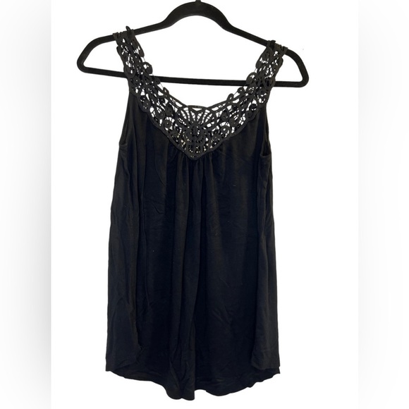 Sale Rickis Women’s Tank Top S Black Embroidered Lace Neckline - Picture 11 of 13